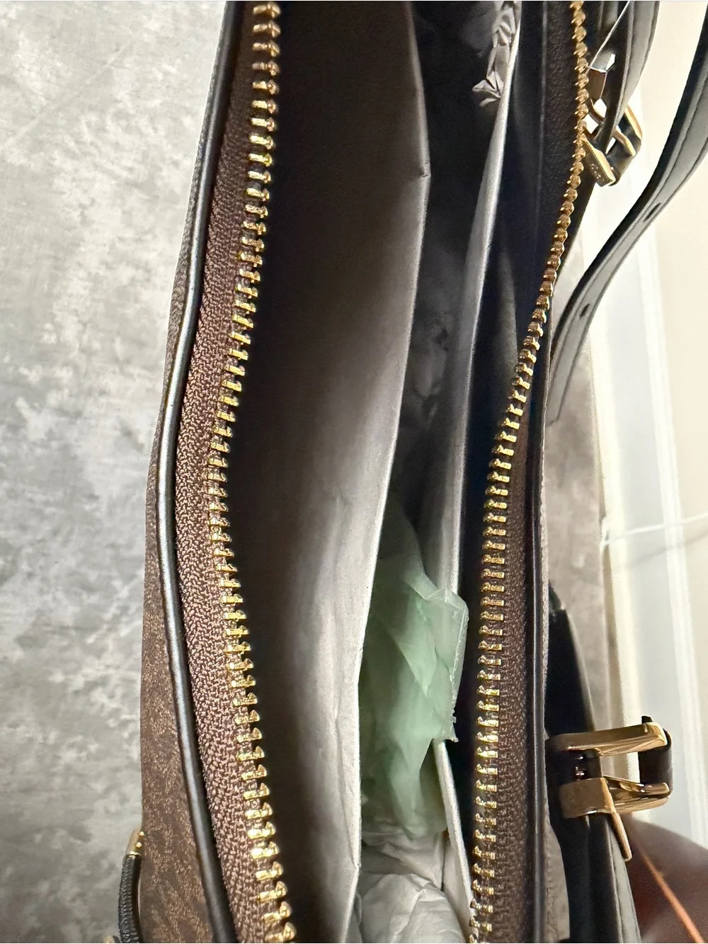 Michael Kors Hobo Brown Logo-Pattern Shoulder Bag with Black Strap